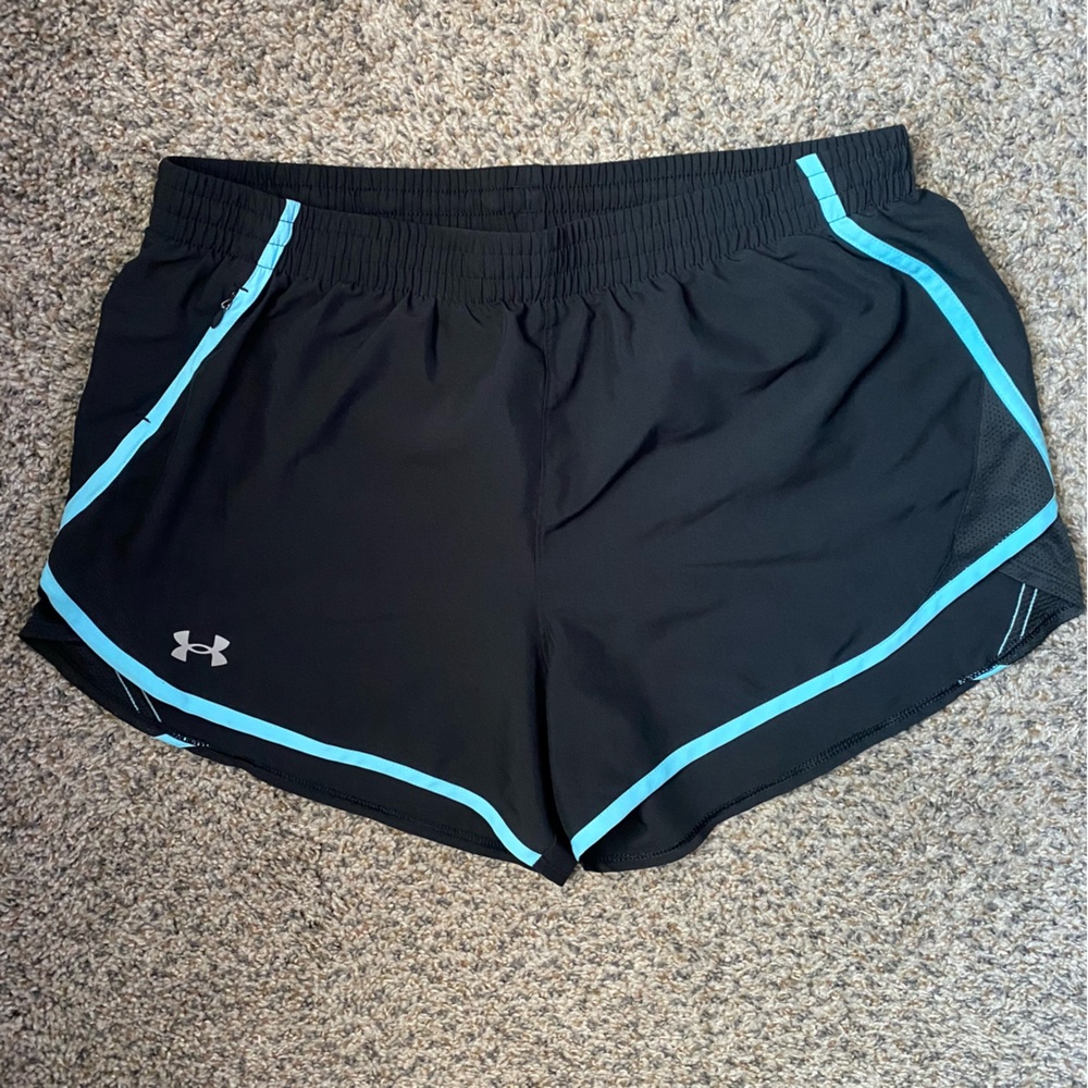 Under Armour Women's Black Shorts with Blue Trim